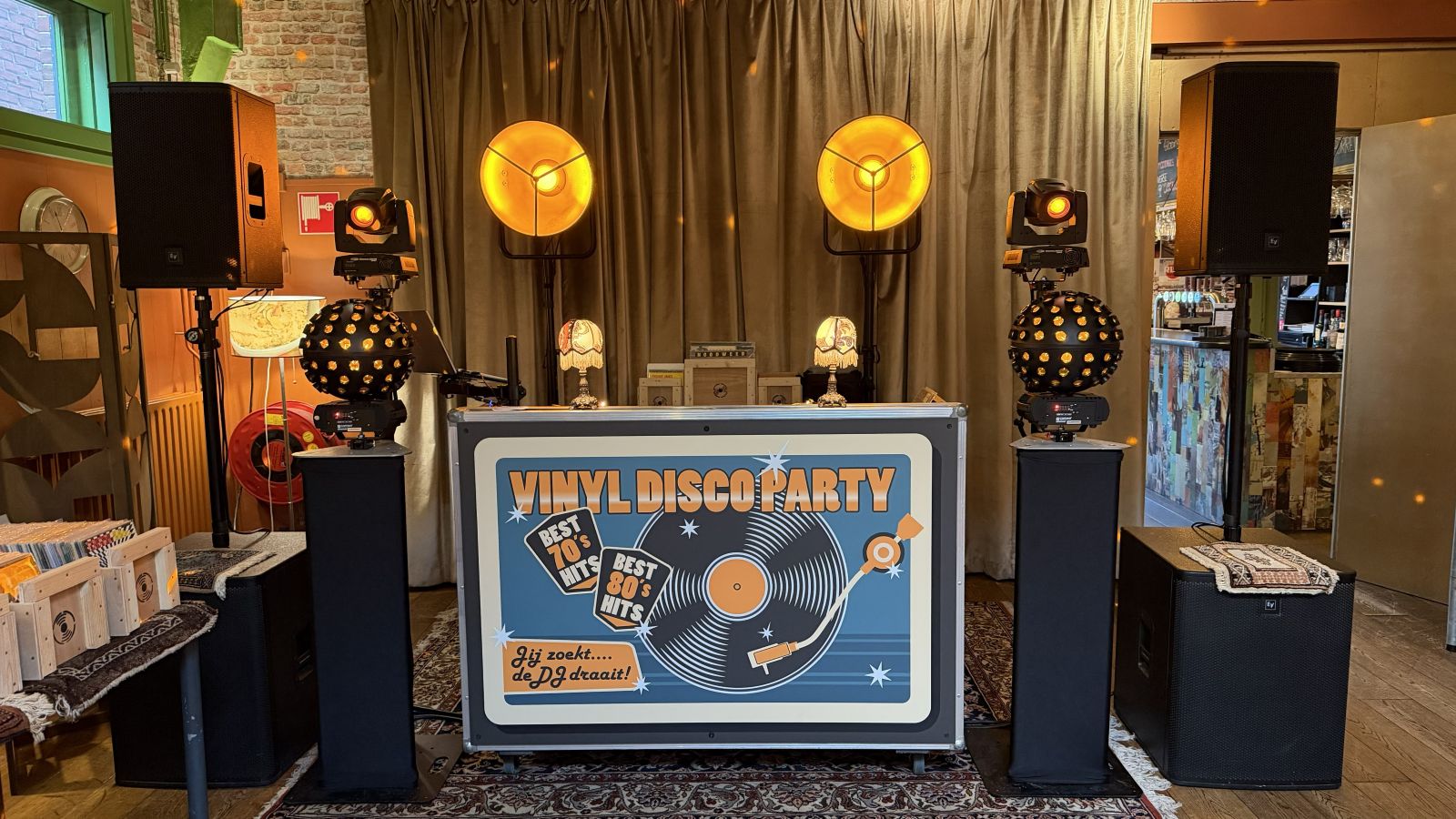 Vinyl Disco Party Retro DJ Setup